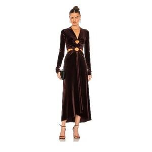 A.L.C. Maeve dress in Java Velvet Cutout Long Sleeve Midi Dress Dark Brown Sz 12